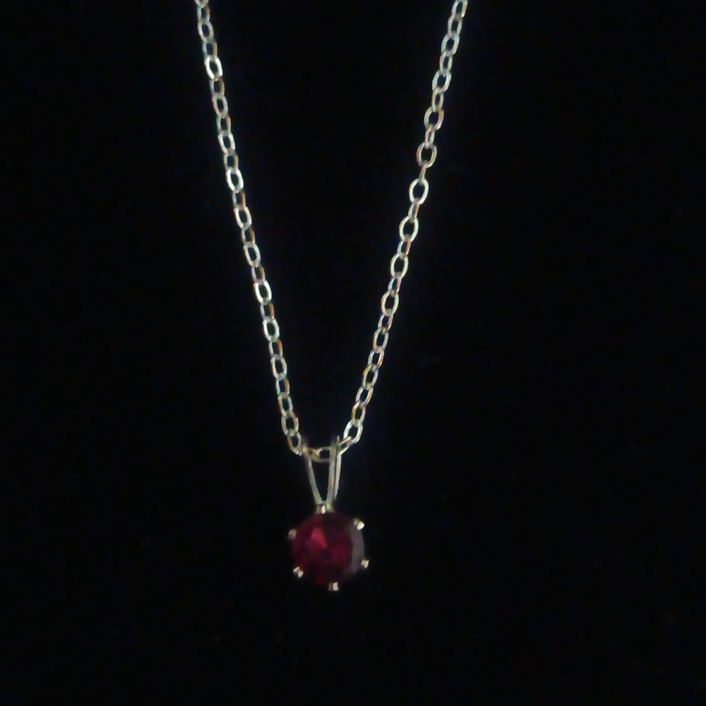 Garnet Solitaire Necklace - Picture 5 of 12